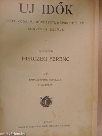 Uj Idők 1929. (nem teljes évfolyam) I-II.