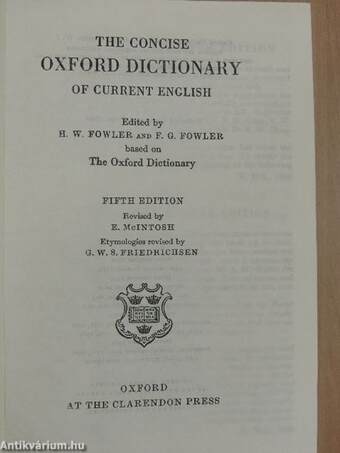 The Concise Oxford Dictionary of Current English