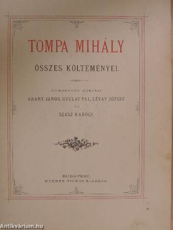 Tompa Mihály összes költeményei