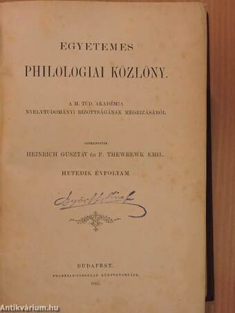 Egyetemes Philologiai Közlöny 1883/1-10.