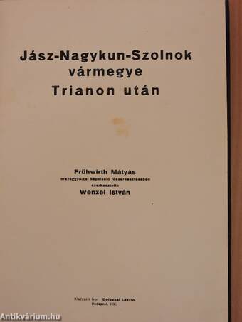 Jász-Nagykun-Szolnok vármegye Trianon után