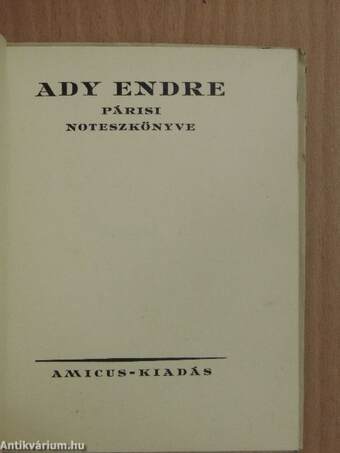 Ady Endre párisi noteszkönyve