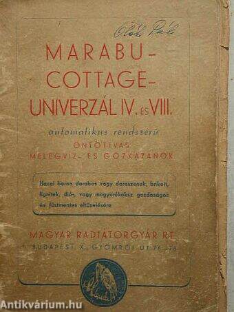 Marabu-cottage-univerzál IV. és VIII. automatikus rendszerű öntöttvas melegvíz- és gőzkazánok