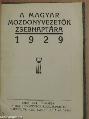 A magyar mozdonyvezetők zsebnaptára 1929