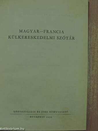 Magyar-francia külkereskedelmi szótár