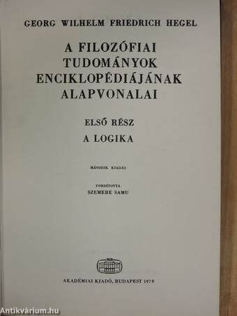 A filozófiai tudományok enciklopédiájának alapvonalai I-III.