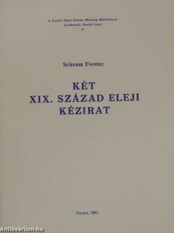 Két XIX. század eleji kézirat