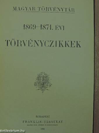 1869-1871. évi törvényczikkek