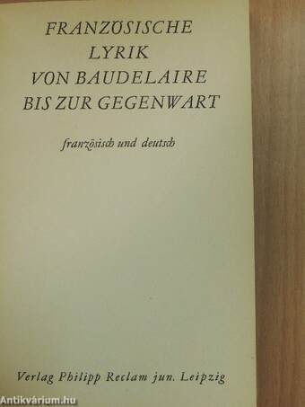 Französische Lyrik von Baudelaire bis zur Gegenwart