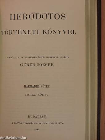 Herodotos történeti könyvei 1-3/I-IX.