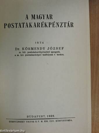 A magyar postatakarékpénztár