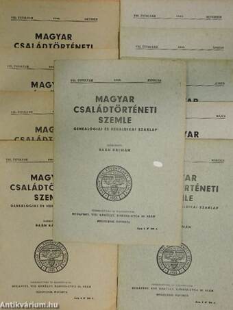 Magyar Családtörténeti Szemle 1942. (nem teljes évfolyam)