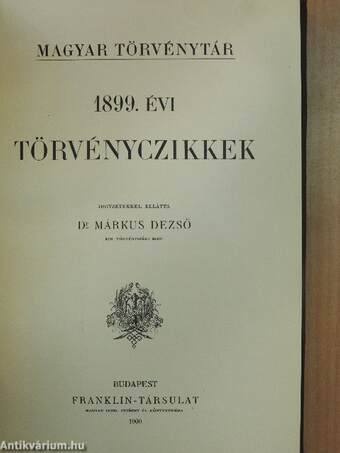 1899. évi törvényczikkek