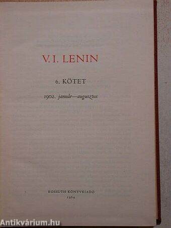 V. I. Lenin összes művei 6.