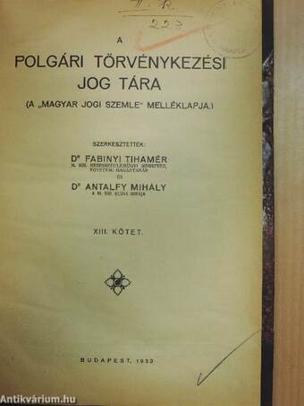 A polgári törvénykezési jog tára 1932. január-december