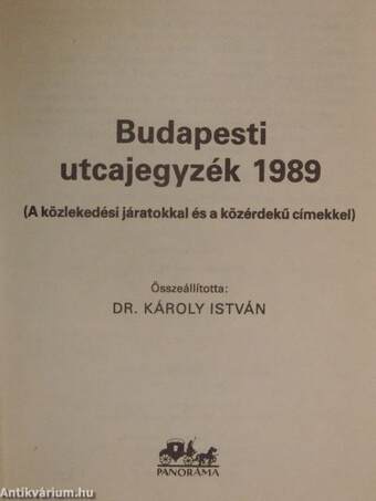 Budapesti utcajegyzék 1989