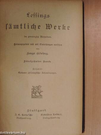 Lessings sämtliche Werke in zwanzig Bänden 15. (gótbetűs) (töredék)