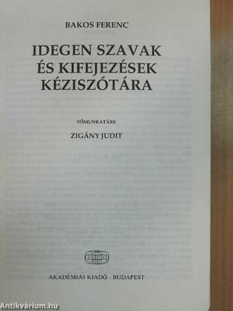 Idegen szavak és kifejezések kéziszótára