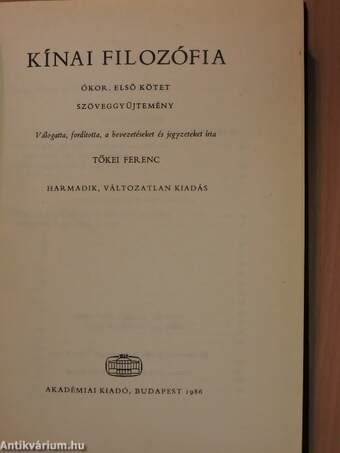 Kínai filozófia - Ókor I-III.