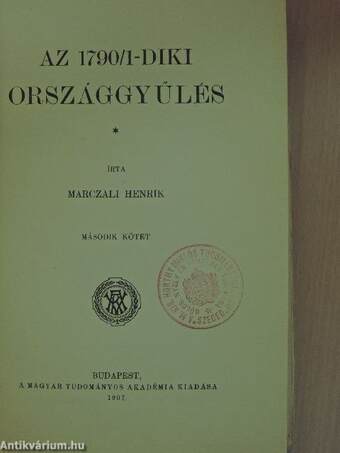 Az 1790/1-diki országgyűlés II. (töredék)