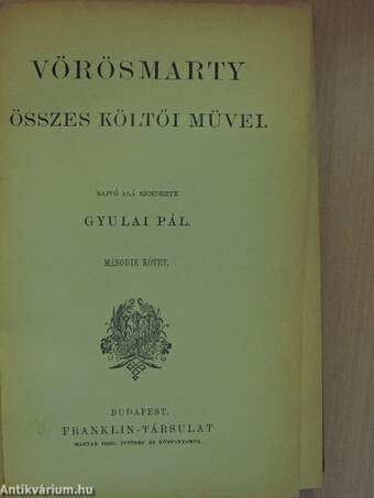 Vörösmarty összes költői müvei II. (töredék)