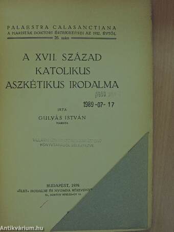 A XVII. század katolikus aszkétikus irodalma