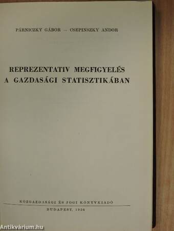 Reprezentativ megfigyelés a gazdasági statisztikában