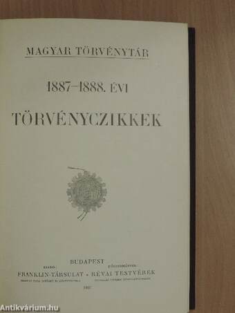 1887-1888. évi törvényczikkek