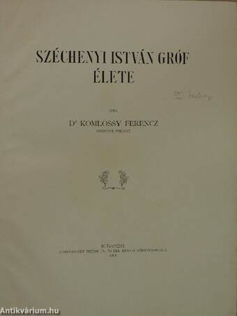 Széchenyi István gróf élete