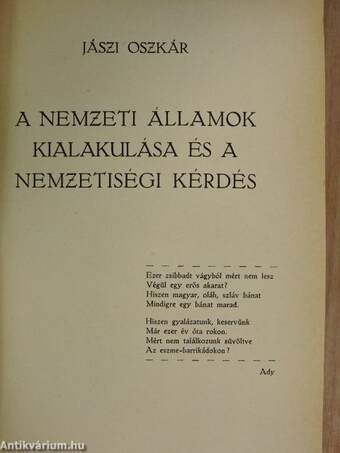 A nemzeti államok kialakulása és a nemzetiségi kérdés