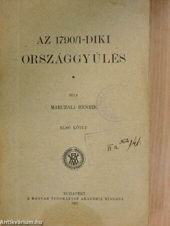 Az 1790/1-diki országgyűlés I. (töredék)