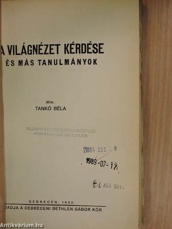 A világnézet kérdése és más tanulmányok