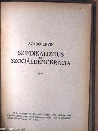 A szocializmus/Szindikalizmus és szociáldemokrácia