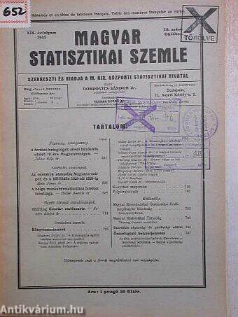 Magyar Statisztikai Szemle 1941. október