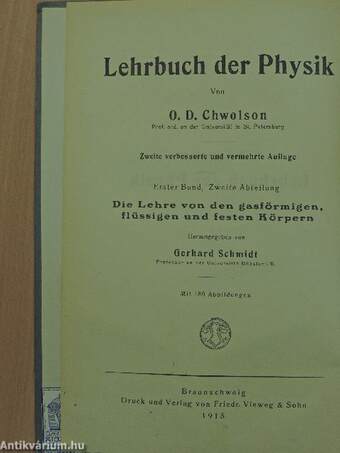 Die Lehre von den gasförmigen, flüssigen und festen Körpern I/2. (töredék)