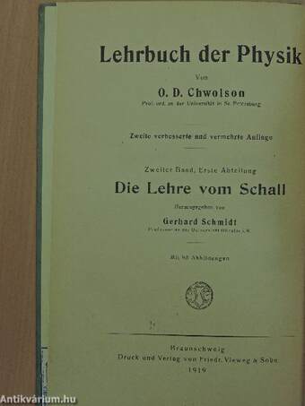 Die Lehre vom Schall II/1. (töredék)