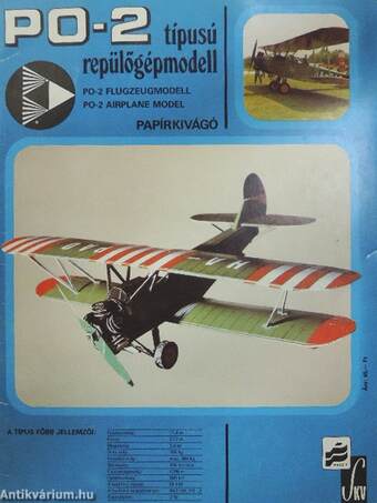 PO-2 típusú repülőgépmodell - Papírkivágó