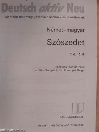 Deutsch aktiv Neu 1A-1B - Német-magyar szószedet