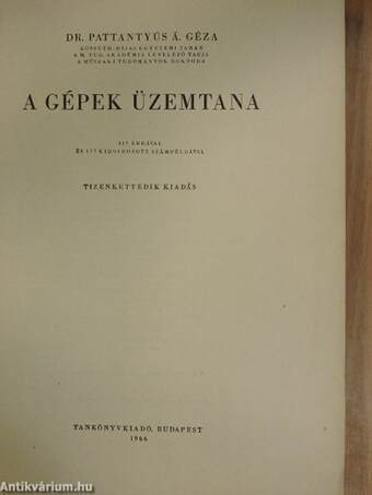 A gépek üzemtana