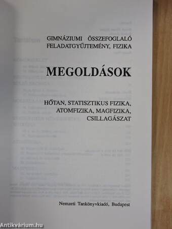 Gimnáziumi összefoglaló feladatgyűjtemény - Fizika - Megoldások