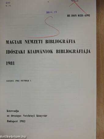 Magyar Nemzeti Bibliográfia 1981.