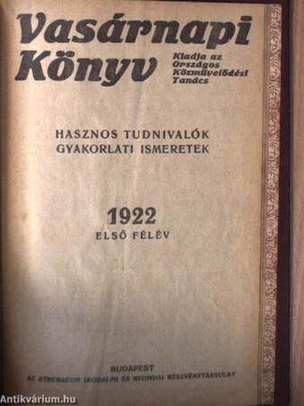 Vasárnapi Könyv 1922. (nem teljes évfolyam) I-II.