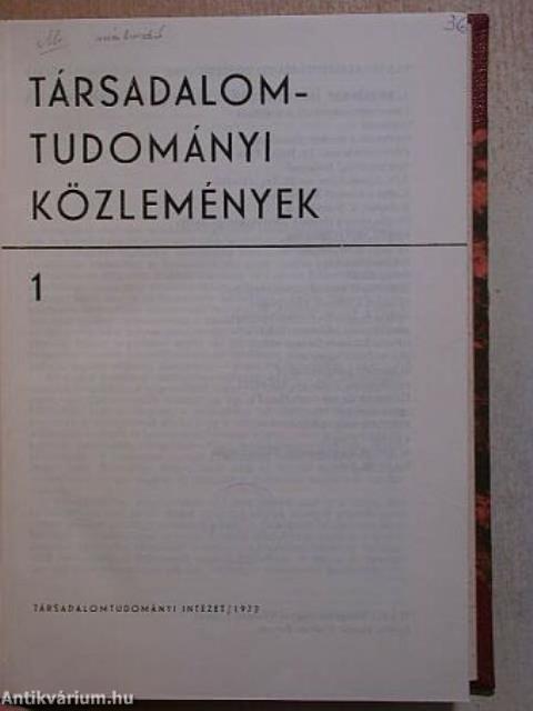 Társadalomtudományi Közlemények 1972/1-4.