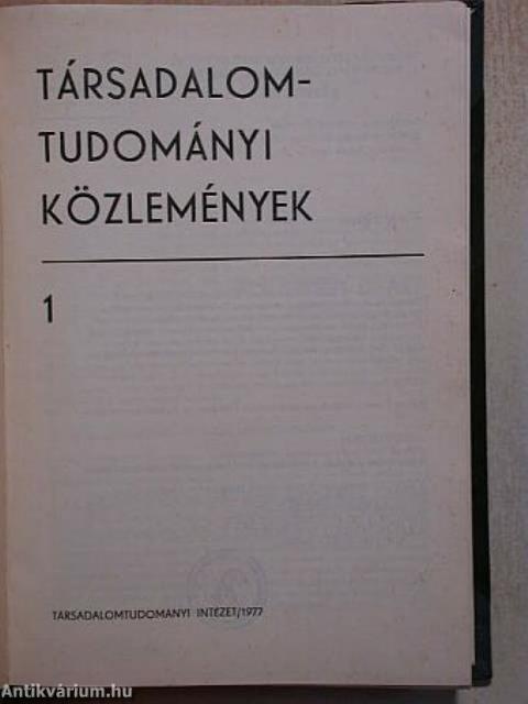 Társadalomtudományi Közlemények 1977/1-4.