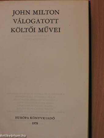 John Milton válogatott költői művei