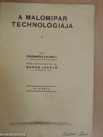 A malomipar technológiája I. 