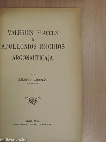 Valerius Flaccus és Apollonios Rhodios Argonauticája