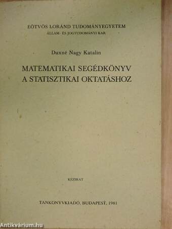 Matematikai segédkönyv a statisztikai oktatáshoz