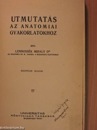 Utmutatás az anatomiai gyakorlatokhoz