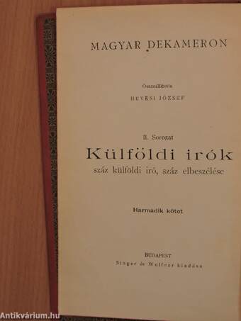 Magyar Dekameron-Külföldi irók III. (töredék)